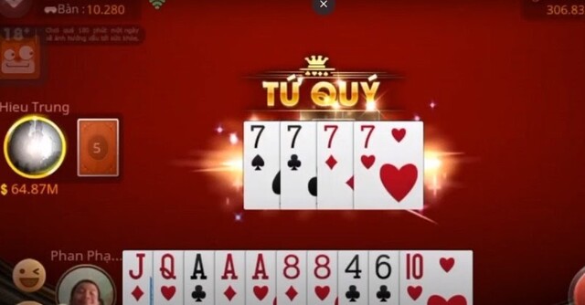 1 tứ quý sẽ chặt được một quân bài 2 trong game bài sâm lốc